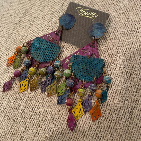Townley Jewelry - ‼️SOLD‼️Pierced Metal Colorful Dangle Earrings